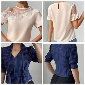 2 Tops: Elegant Lace Blouse and Navy/White Striped Blouse(NWOT) (Bundle)